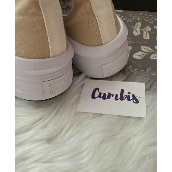 Converse by YOU Chuck Taylor All Star Hi Top Move Shoes Size Women' 7 Tan/ White - Picture 6 of 9